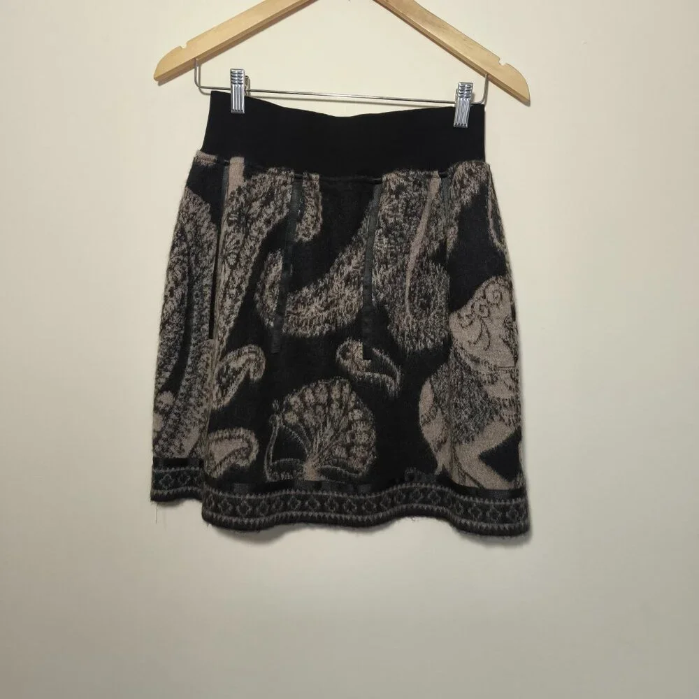 Marc Cain Mohair Wool Pull On Paisley Winter Skirt sz XS/S Designer Cozy Lux